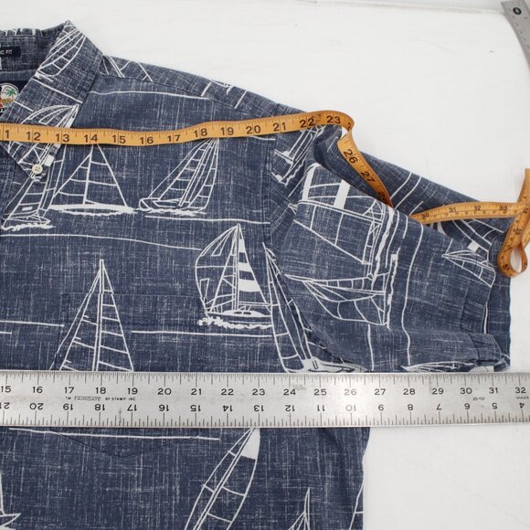 Reyn spooner Hawaiian Shirt men's 2XL Reverse print sailboat boat popover camp - Picture 10 of 11